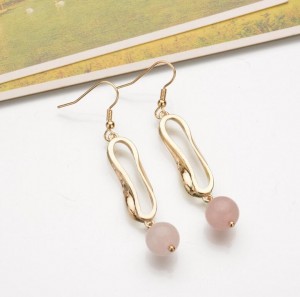 Fashion new designs geometry alloy gemstone bead pendant 24k gold earring