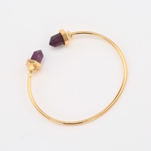 Newest Gold Plated Bullet Shape Natural Stone Cuff Bangles Trendy Bracelet For Women