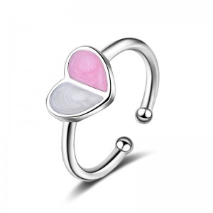 WENZHE Fashion Ice Cream Color Love Heart Enamel Open Rings