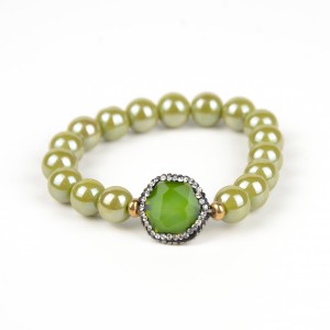 4pcs/set Designer Fashion Green Crystal Leave Beads Bracelet Bangles Multilayer Bracelet for Women