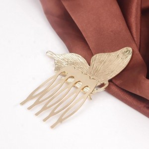 Wholesale Custom Golden Bridal Metal Hair Accessories Butterfly Hair Clip