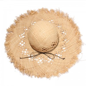 WENZHE Ladies Sunscreen Big Brim Beach Raffia Straw Summer Hat