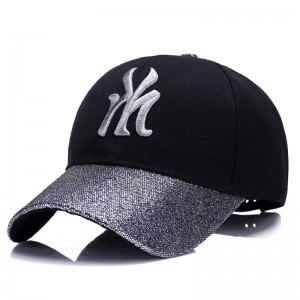 WENZHE New style convex embroidered logo shining sequin women fashion baseball caps