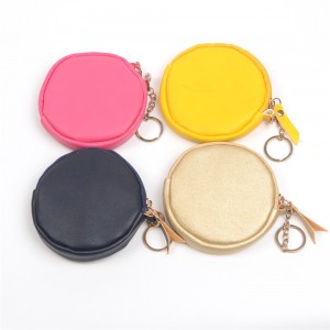 WENZHE Smile Face PU Leather Cute Keychain Bag Coin Purse With Tassels