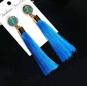 Wholesale girls jewelry accessory multicolor boho flower long tassel earrings