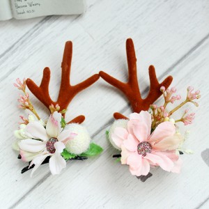 Fashion Design Handmade Antler Hairclips Christmas Flower Hairclip For Children