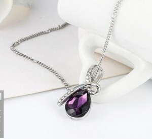 Hot sales Angel Tear Necklace Romantic Rose water drop Austrian crystal Necklace & Pendants high quality cheap jewelry