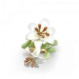 Lily Ring  Flower Ring  Handpainted