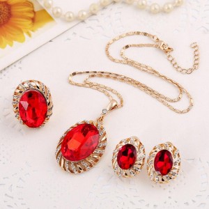 Ruby modern gold jewelry set for wedding geometry bridal jewelry set