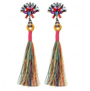 Female jewelry wholesale bride earrings crystal diamond thread tassels earrings