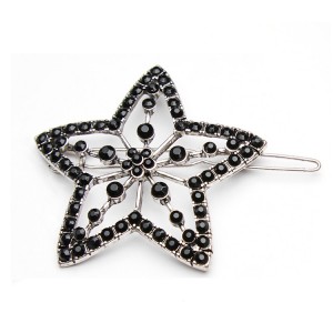 WENZHE newest design luxury hairpin adult black onyx and crystal hair clip
