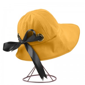 WENZHE Summer Cotton Sun Visor Hat Foldable Bucket Hat With Bow