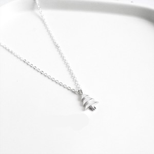 925 Sterling Silver Christmas Trees Pendant Clavicle Chain Necklace