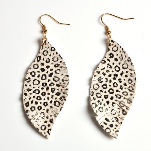 WENZHE New Design Leather Leaf Shape Earrings For Women