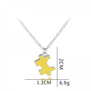 Fashion best friends gift 4pcs colorful oil drop puzzle pendant necklace