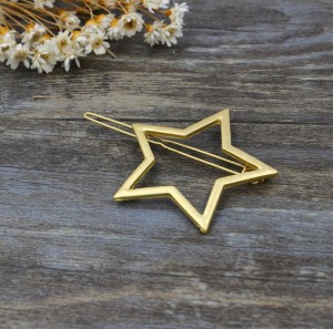 Simple pentagram hairpins metal star hair clip for girl golden hair jewelry