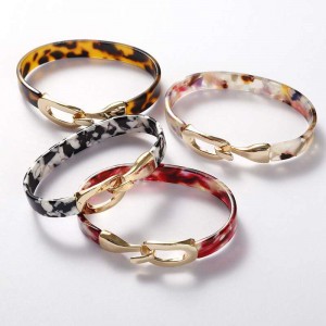 WENZHE Trend custom new acrylic acetate plate open bracelet alloy metal buckle female bracelet