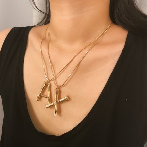 WENZHE Fashion Hot Selling Simple Letter Personality Gold Sliver Initial Alphabet Pendant Necklace Women Jewelry