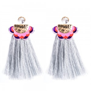 Ladies Earrings Wholesale Fashion Jewelry Metal Flower Sequins Tassel Boho Long Earrings