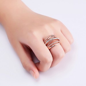 New Design Fashion Crystal Paved Finger Ring Multilayer Diamond Wedding Rings For Women