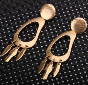 Europe and America gold plated metal tassel earrings geometric jewelry women