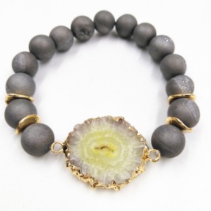 New Arrival Best Selling Lava Stone Agate Bead Druzy Beaded Bracelet