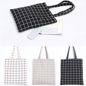 Factory wholesale small fresh Sen manual cotton and linen hand bag simple plaid student diagonal bag