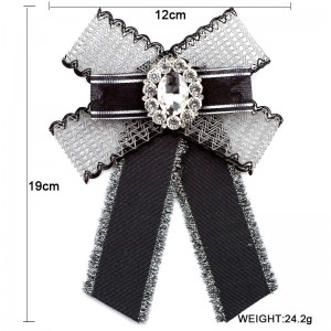 WENZHE Exaggerated Bow Brooch Lace Bow Tie Women Fashion Bowknot Brooches For Suit Shirt Collar Accessories