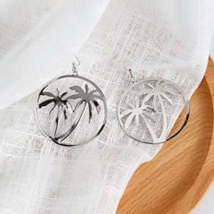 High quality fashion jewelry exaggerated circle coconut tree metal hook big earrings women