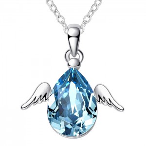 Angel wings multiple colors crystal pendant necklaces