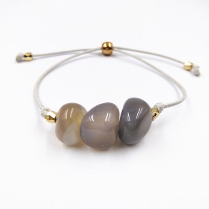 Fashion Women Adjustable Wax line Smooth Natural Stone Beads Bracelet