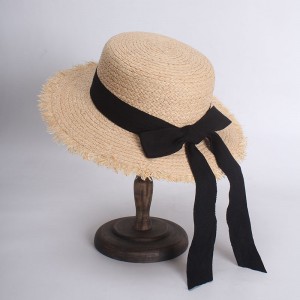 WENZHE Summer Women Straw Wide Brim Beach Bow Sun Hat