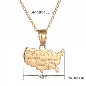Wholesale USA Map Texas State Map Pendant Chain Necklace Gold Plated Gifts Jewelry