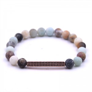 Wholesale Fashion Jewelry Handmade 8mm Frost Natural Stone Bead Stretch Bracelet for Men Women