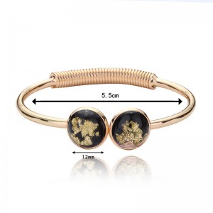 Hot Sale good quality metal gold plated round abalone shell bangle cuff bracelets