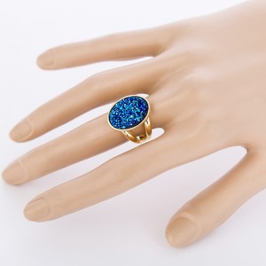 Wholesale Druzy Quartz Ring Round Natural Druzy Agate Stone Ring Women Jewelry