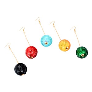 Hot sale attractive women jewelry simple design Sequins ball pendant gold plated drop earrings