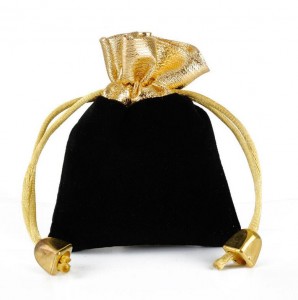 Professional custom golden edge velvet drawstring bag gift jewelry pouch