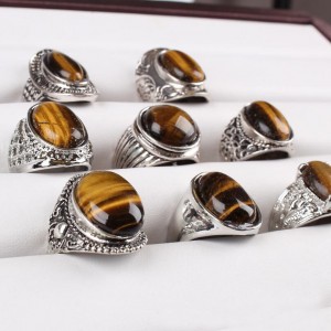 Latest Vintage Style Jewelry Ancient Silver Tigers Eye Gemstone Ring