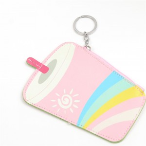 WENZHE Lovely Pink Drink Keychain PU Mini Coin Purse