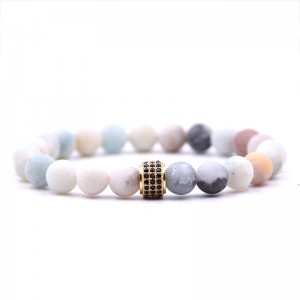 Wholesale Fashion Jewelry Handmade 8mm Frost Natural Stone Bead Stretch Bracelet for Men Women