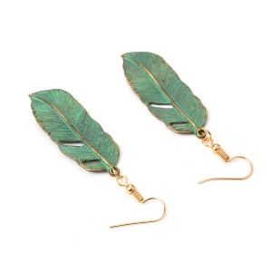 Fashion Gold Plated Alloy Eardrop Women Leaf Shape Earrings