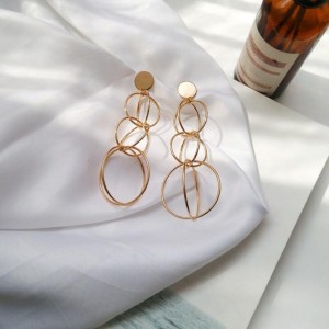 New designs gold tone big multi layer circles statement earrings