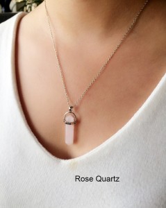 Wholesale fashion women jewelry natural crystal stone bullet shape healing point pendant necklace