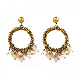 New Style Circle Seed Beads Pearl Tassel Drop Earrings Jewelry Wholesale