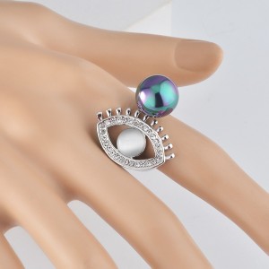 European and American Classic Punk Style Big Colorful Pearl Eye Of Evil Finger Ring