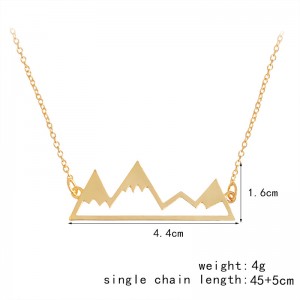 Simple Dainty Alloy Fine Jewellery Fashion Gold Silver Cool Mountain Top Charm Necklace