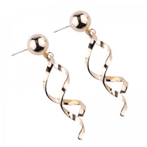 European and American New Style Alloy Jewelry Fashion Gold Spiral Metal Earrings