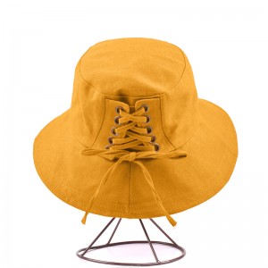 WENZHE Simple Style Canvas Shoelace Bucket Hat For Women