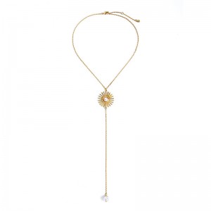 Long Chain Pearl Pendant Necklace